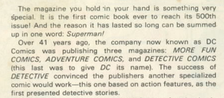 The beginning of E. Nelson Bridwell’s editorial letter in Action Comics #500.